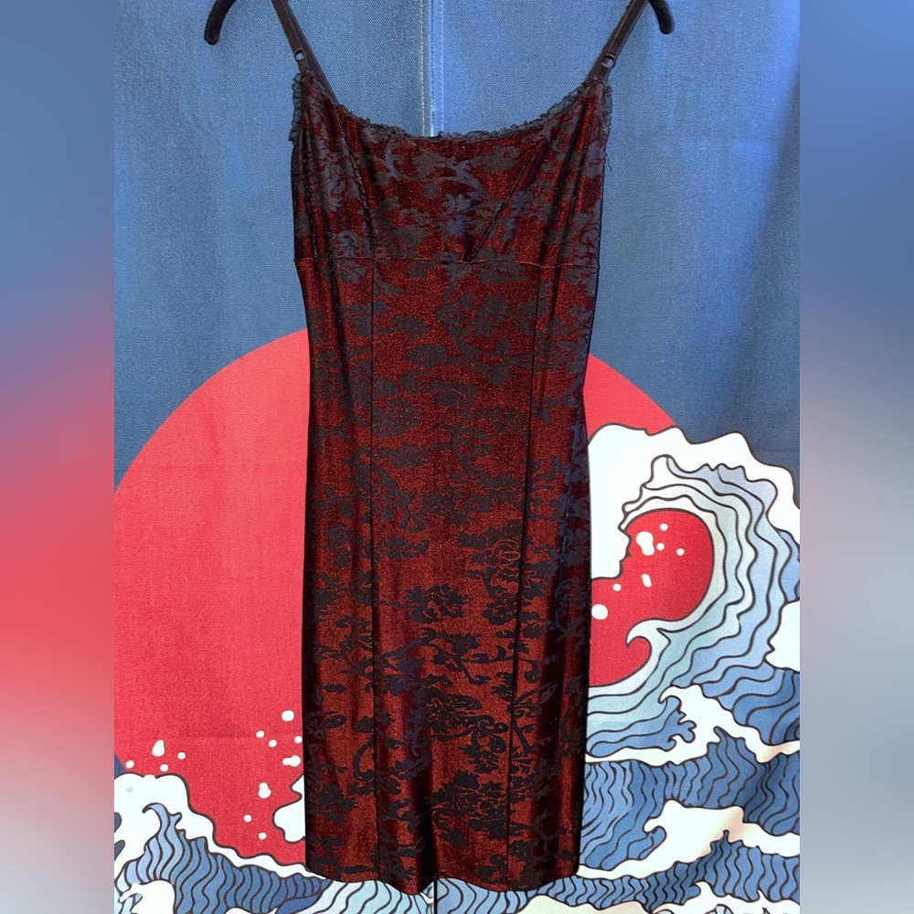 Bison Bisou vintage 90s bodycon faux velvet minidress